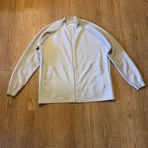 Adidas Full Zip Jacket Mens XL Light Gray AdiPure Golf Zip Pockets Wool Blend